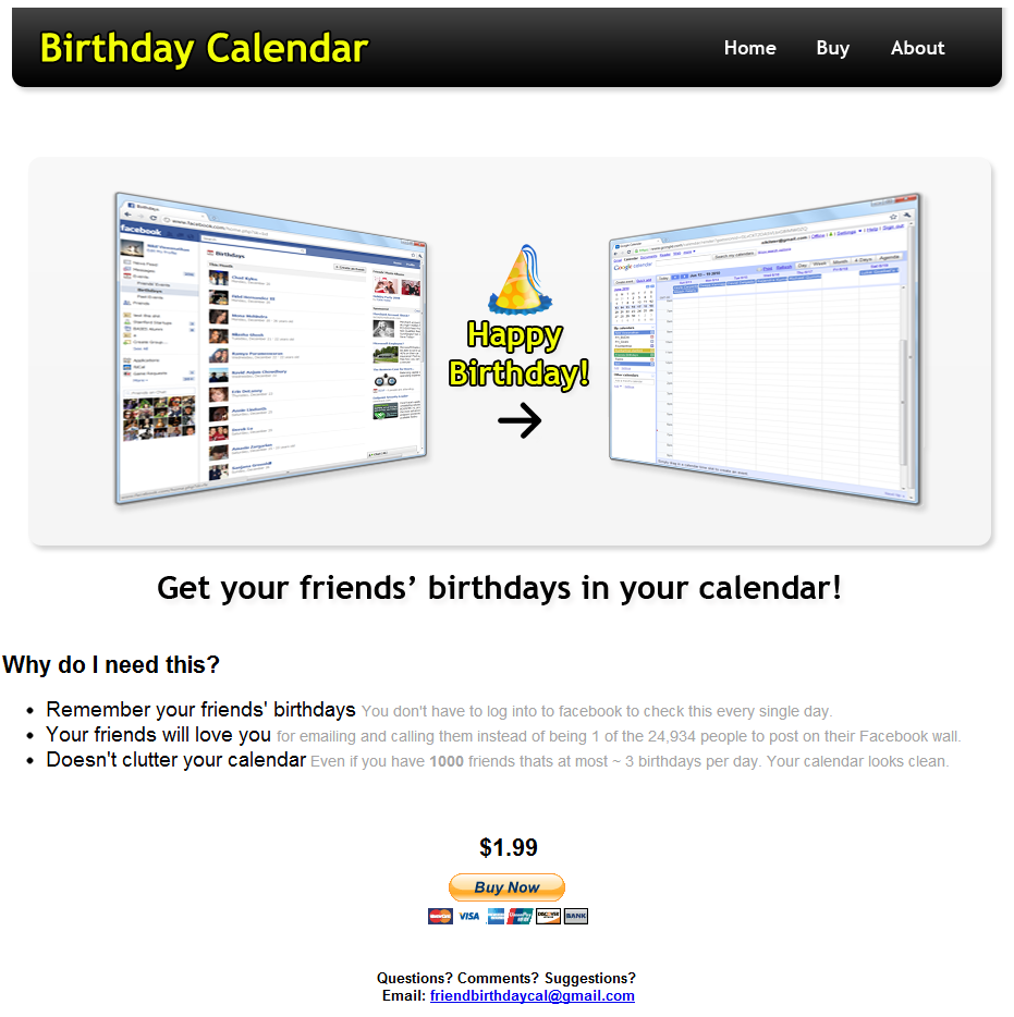 Birthday Calendar main image